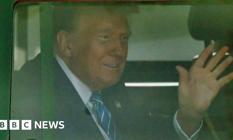 Donald Trump arrives at the Capitol for the first time since the January 6 riots