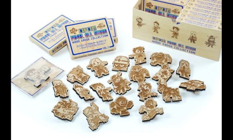 Capcom Pixel All Stars Wood Badge Collection - featuring wood badges from the company games characters