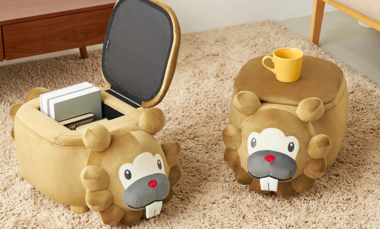 Pokemon Bidoof stools with storage space