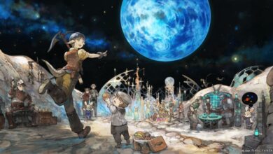 FFXIV Art of players crafting together on the moon