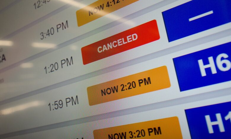 Saturday's flight cancellations due to winter storms impact the East Coast